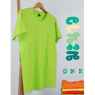 เสื้อยืด (ออกใบกำกับภาษีได้) สีเขียวมะนาว คอกลม คอวี (พร้อมส่ง สินค้าผลิตในไทย)