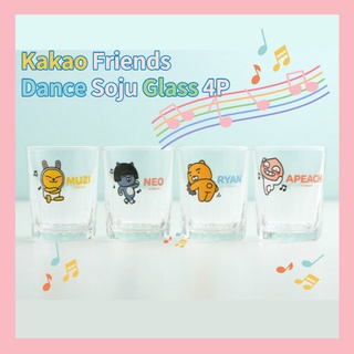 Kakao Friends  Dance Soju Glass 4P/Korean Soju Glass /Shot Glass/ Drinking Glass/ Ryan, Apeach, Neo, Muzi soju cup/maid in korea/Korean Soju Glass