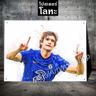 โปสเตอร์โลหะ มาร์กอส อลอนโซ่ เชลซี Marcos Alonso Chelsea ภาพวาด สกรีนป้ายเหล็ก รูปภาพ นักฟุตบอล ตกแต่ง ติดผนัง