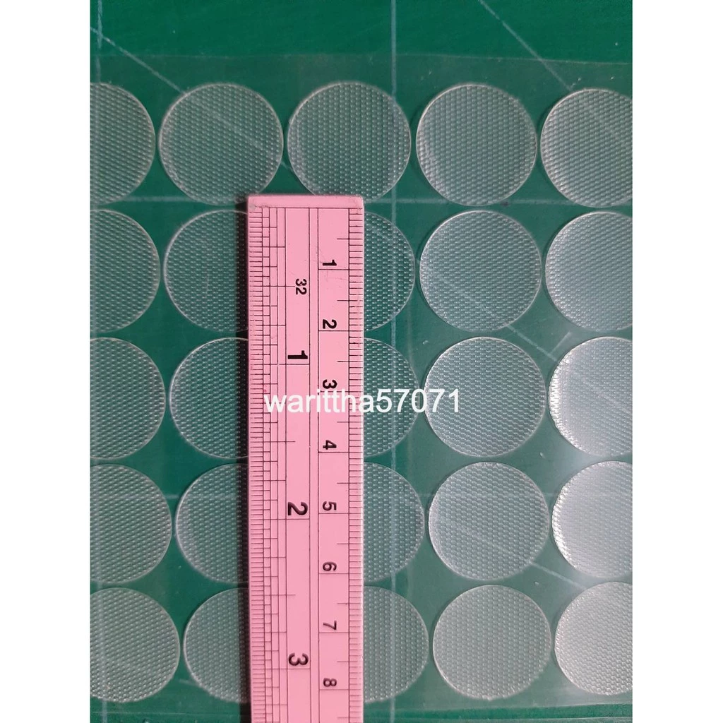 ตีนตุ๊กแก วงกลม มีกาวในตัว 1.5 / 2 / 2.5 cm. แบบใส (ขนขาว+หนามใส)