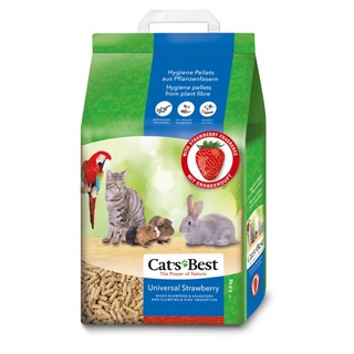 CATS BEST UNIVERSAL STRAWBERRY ทรายแมวเปลือกไม้สน กลิ่นสตอเบอร์รี่ สำหรับสัตว์เล็ก 10Lขี้เลื่อยแท่งรองกรงกระต่าย