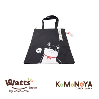 KOMONOYA กระเป๋าสะพายแคนวาส ลายชิบะ (สีดำ)