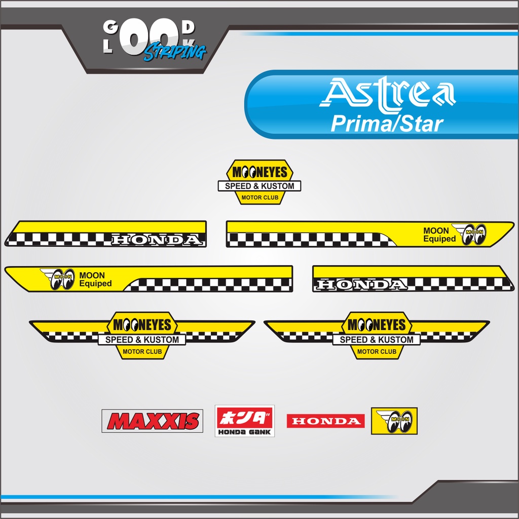 สติ๊กเกอร์แถบ LIS ASTREA PRIMA ASTREA STAR MOON EYES JAPAN RETRO