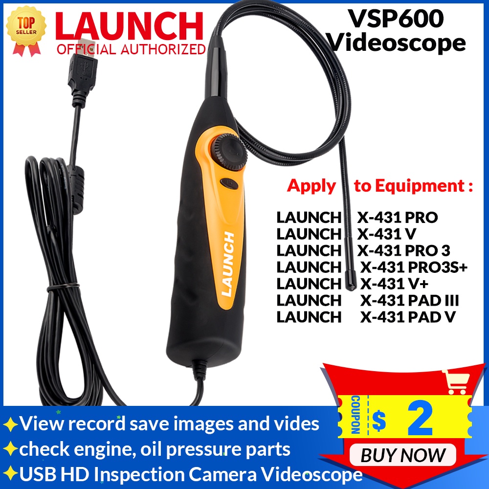 LAUNCH VSP600 USB HD กล้องตรวจสอบ Videoscope 5.5 มม.สําหรับ X431 V/V PLUS /X431 PRO3S + เครื่องมือดู