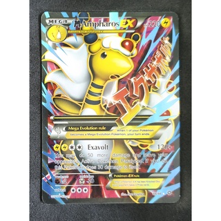 Ampharos Mega EX Card เดนริว 88/98 Pokemon Card Gold Flash Light (Glossy) ภาษาอังกฤษ