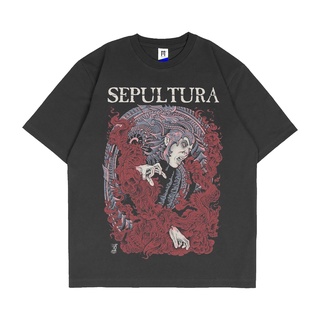 oversize T-shirt เสื้อยืด พิมพ์ลายวง sepultura CHAOS AD metallica megadeth สําหรับผู้ชาย S-5XL