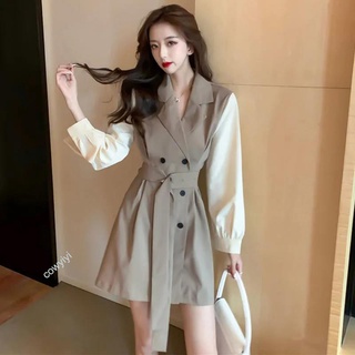 แต่งตัว S-3XL อารมณ์ เดรสแขนยาว ที่ทำงาน OL แต่งตัว