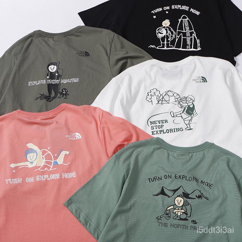 [hot]TNF Cotton T shirt Black Beige White Army green Pink Short Sleeve tshirt Arrival THE Men Women  The North Face O #2
