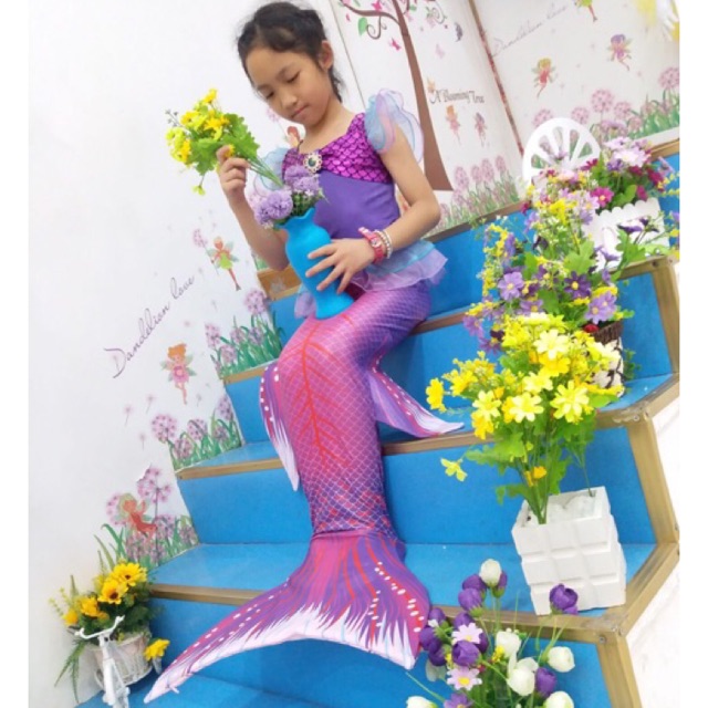 ชุดนางเงือก ว่ายน้ำได้จริง ว่ายน้ำได้ดี มีคีบแข็ง ชุดคอสเพลย์ Mermaid swimming suit have fin