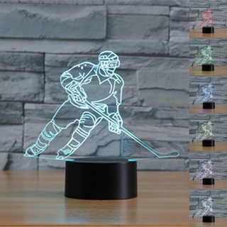 โคมไฟตั้งโต๊ะอะคริลิค LED ไล่โทนสี NHL USB 7 สี สําหรับตกแต่งบ้าน