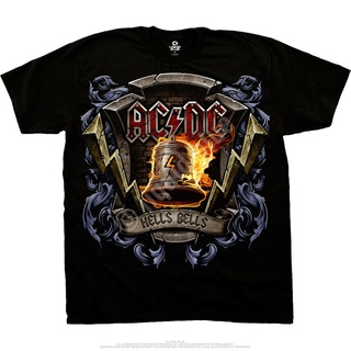 คอลูกเรือเสื้อยืด พิมพ์ลาย Ac Dc Hells Bells Angus Shield แฟชั่นสําหรับผู้หญิงS-5XL