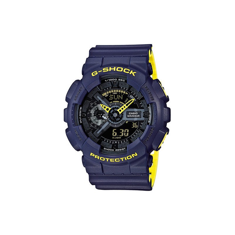 Casio G-Shock นาฬิกาข้อมือผู้ชาย สายเรซิ่น รุ่น GA-110LN-2A - สีน้ำเงิน/เหลือง