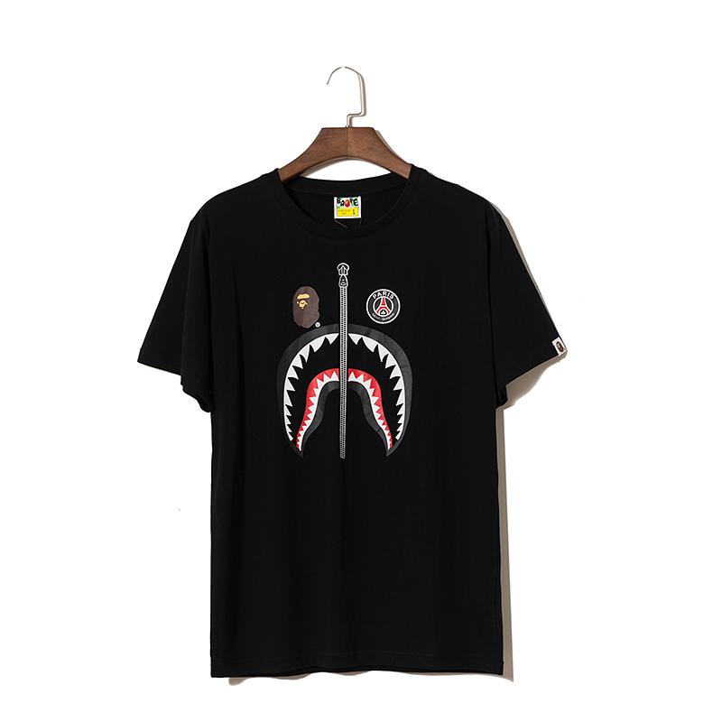 Bape Xv เสอคอกลม สดำ พมพรปฉลาม Ape เสอโคง แขนสน - black bape t shirt roblox