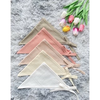 ผ้าผูกผมสามเหลี่ยม สีพื้นสีขายดี🌈