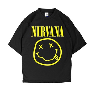 Nirvana เสื้อยืด ผ้าฝ้าย พรีเมี่ยม พิมพ์ลายโลโก้สีเหลือง สําหรับผู้ชาย ผู้หญิง 24S