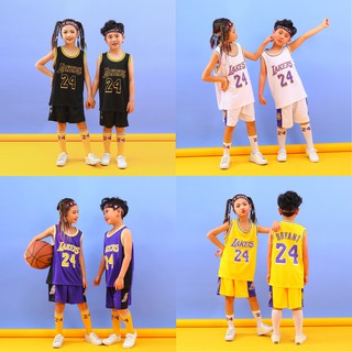 เสื้อกีฬาบาสเก็ตบอล ลายทีม Los Angeles Lakers Kobe Bryant No.24 สําหรับเด็กผู้ชาย และเด็กผู้หญิง