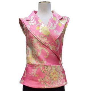 Pink Jacquard Wrap Tops