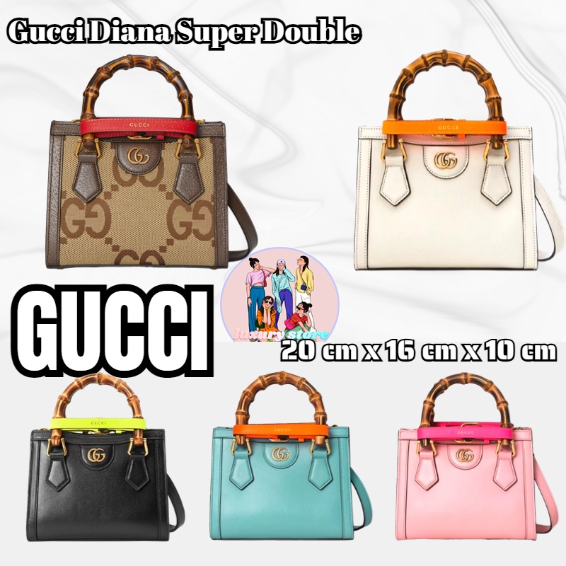 กุชชี่  GUCCI  Gucci Diana Super Double G Pattern Bamboo Mini Tote Bag/กระเป๋าถือ/ใหม่ล่าสุด/รับประกันของแท้ 100%