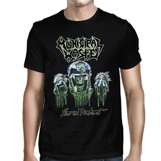 เสื้อยืดผ้าฝ้ายพิมพ์ลายแฟชั่น เสื้อยืดผ้าฝ้าย พิมพ์ลาย MUNICIPAL WASTE Slime and Punishment Black 2 JSR Merch BOeann90AA