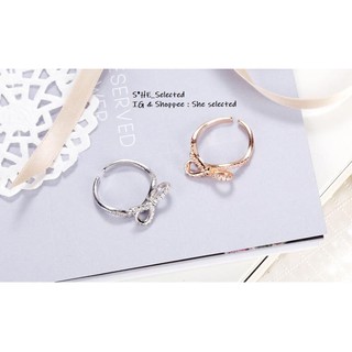 R1_Silver Ring_แหวนเงินแท้925 รูปโบว์ผูกตกแต่งเพชรcz ♥.