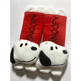 ผ้า หุ้มเข็มขัดนิรภัยรถยนต์ #ที่หุ้มสายคาดเบลท์ ]kp#snoopy หัวโต (แพ๊คคู่)