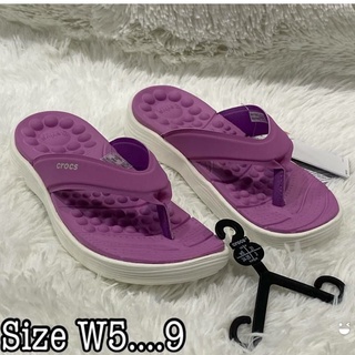 รองเท้าแตะแบบหนีบ Crocs สีสำหรับผู้หญิง นิ่ม เบา ใส่สบาย มีปุ่มนวดเท้า 36----40