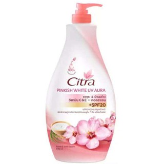 ( 2 ขวด ) Citra sakura pinkish White UV Aura 300 ml. ซิตร้า โลชั่นบำรุงผิวกาย สูตร ซากุระ และ วิตามิน ซี แอนด์ อี