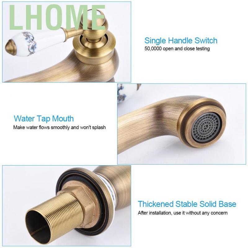 Lhome Floral Pattern Single Handle Mixer Tap Cold Hot Water Faucet