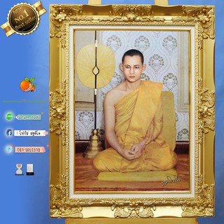 กรอบหลุยส์สีทอง ร9 ทรงผนวช ขนาดรูป 15x21นิ้ว ดอกหลุยส์ใหญ่
