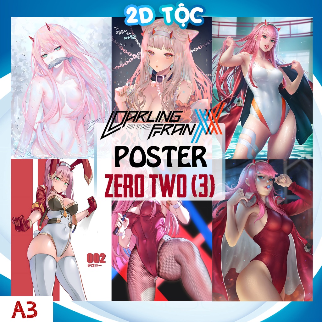 โปสเตอร์ระบายสี A3 ZERO TWO (3) ANIME MANGA DARLING IN THE FRANXX คุณภาพสูงกระดาษ MATERIAL - 2D SHOP