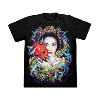 Rock Chang Woman Masked Men 3D T-shirt Dark Geisha Wearing Mask Fashionable T-shirt Men