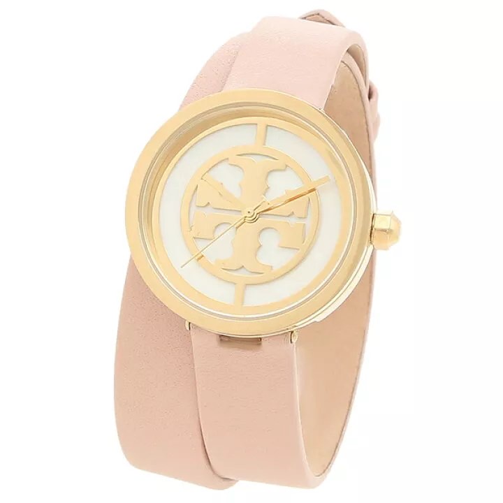 ❌ขายแล้ว❌Tory Burch TBW4030 REVA Pink Leather Wrap Gold Case White Dial Watch RN030412 ของแท้100%