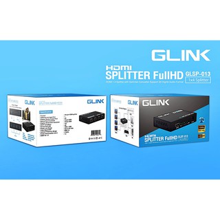 กล่องขยายสัญญาณ HDMI SPLITTER FULL  HD   1 คอม 2 จอมอนิเตอร์  1 COM TO 2 MONITER รับประกัน 1 ปี  รุ่น GLSP-012