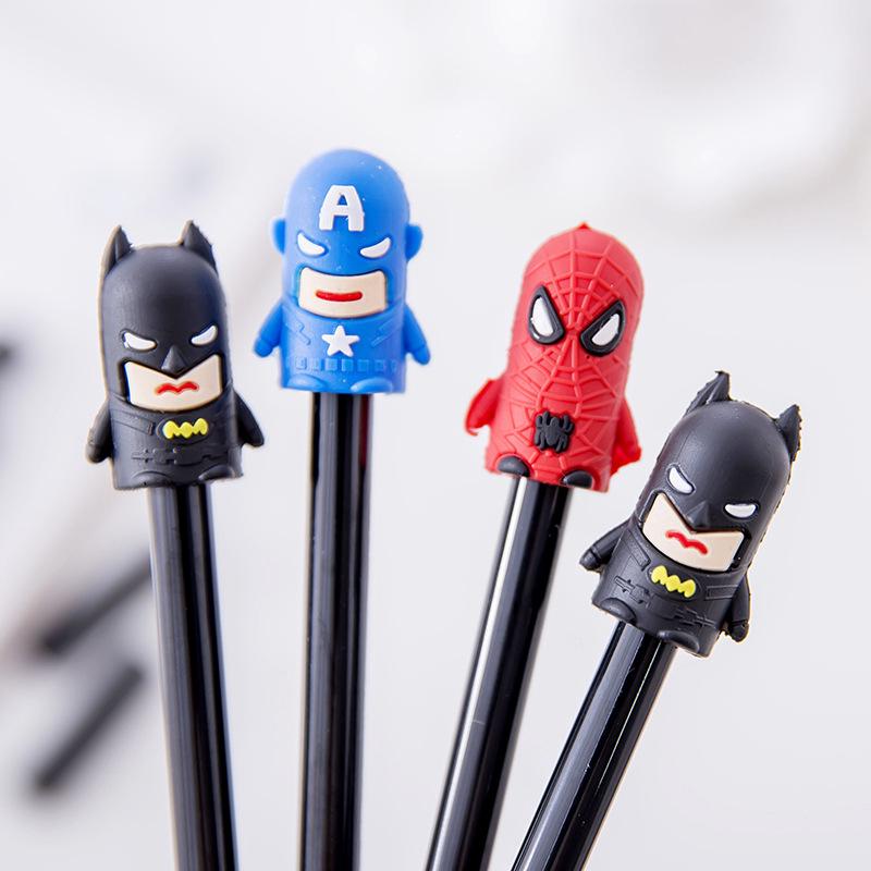 Cute cartoon 0.38mm black hero gel pen pen student learning office supplies