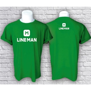 เสื้อLine man แขนสั้น ลายสกรีนหน้า-หลัง ราคาถูก ผ้าคอตตอน 100%32