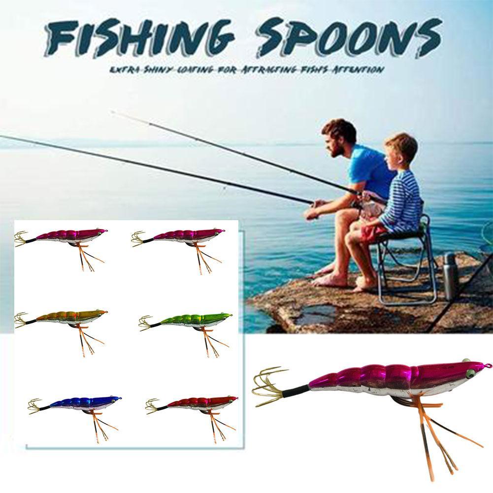 Wooden Shrimp Electroplating Bamboo Shrimp Noctilucent Luya Shrimp Gold Hook All Hook Five-claw A1B0 #8
