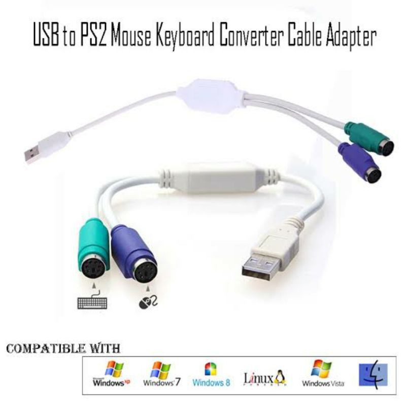 USB to PS/2 PS2 Cable Converter Adaptor Keyboard Mouse
