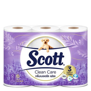 🔥แนะนำ!! สก็อตต์ กระดาษชำระ คลีนแคร์ กลิ่นเนเชอรัล เฟรช 6 ม้วน SCOTT CLEAN CARE TOILET TISSUE NATURAL FRESH 6 ROLLS