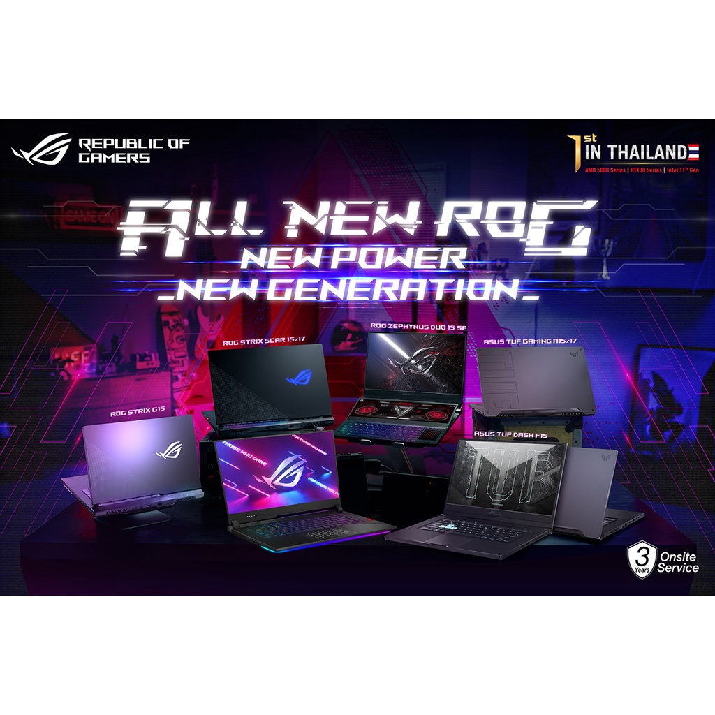 NVIDIA GeForce RTX 3050 Ti Graphics โน๊ตบุ๊คเกมมิ่ง Asus ROG Strix G15 GL543QE-HN131T (Eclipse Gray)