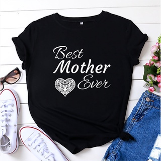 【100% cotton】เสื้อยืดแขนสั้น ผ้าฝ้าย พิมพ์ลาย Best Mother Ever สําหรับผู้หญิง