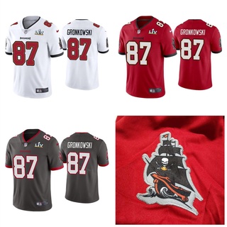 เสื้อกีฬาแขนสั้น ลายทีมชาติฟุตบอล Tampa Bay Buccaneers 87 Rob Gronkowski 2020 สีขาว สีเทา สีแดง สําหรับผู้ชาย