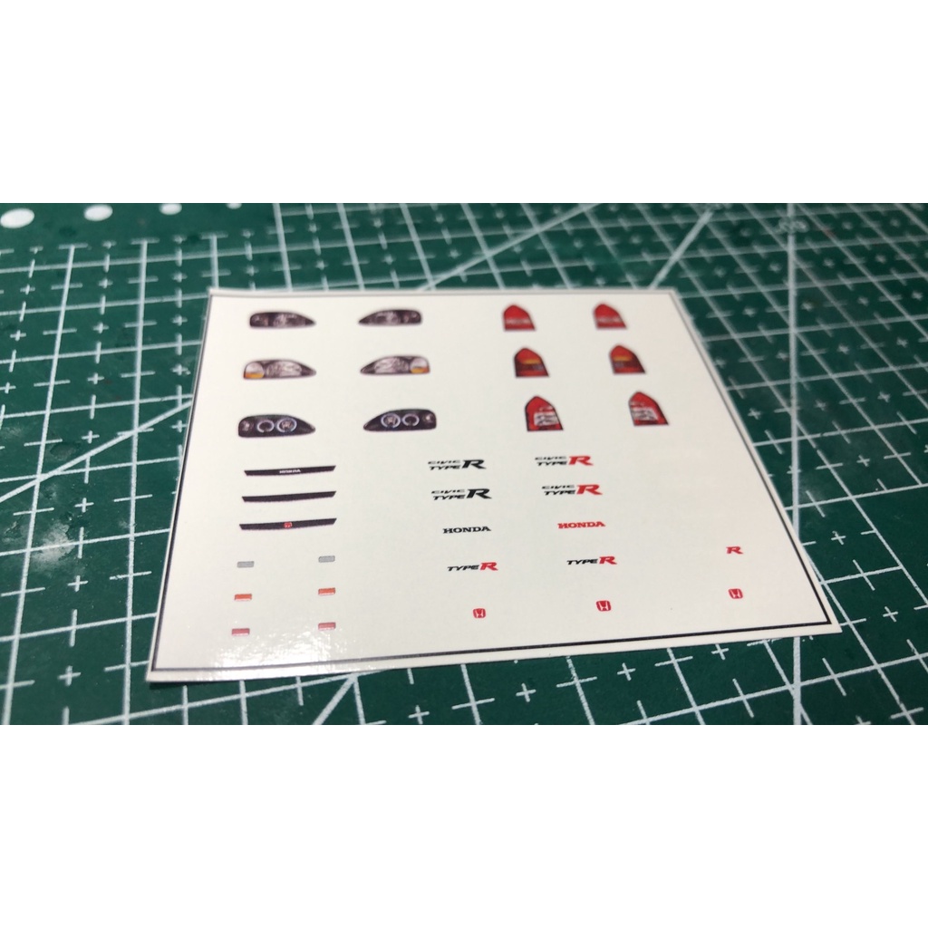 ดีคอล ไฟรถ Honda EK9 ไฟหน้า ไฟท้าย กระจังหน้า หมึกรองขาว ติดงานได้ทุกสี  lamp light hotwheel 1:64 Decal  water slide ราคา ถูกที่สุด ดีลบีเคเค แกลเลอรีภาพที่ 2