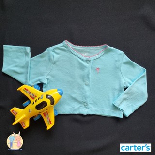 เสื้อคลุมแขนขาว สีฟ้า ลายปักต้นมะพร้าว ของใหม่ แบรนด์ Carters