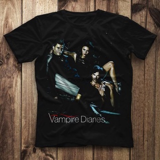 printเสื้อยืดแฟชั่นพิมพ์ลายใหม่ เสื้อยืด ลาย The Vampire Diaries Fknhbc57Npnbde84 สีดํา -S-4XL