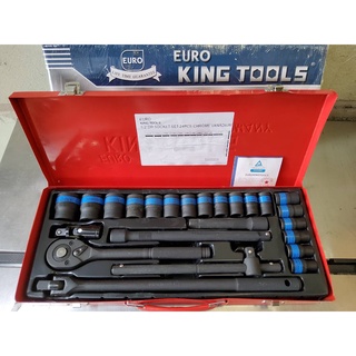 Euro King Tools บ๊อกชุด บล็อกชุด มี6เหลี่ยมและ12เหลี่ยม รู1/2" (4หุน) 24ตัวชุด ของแท้ มีใบรับประกัน ส่งด่วน ส่งไว