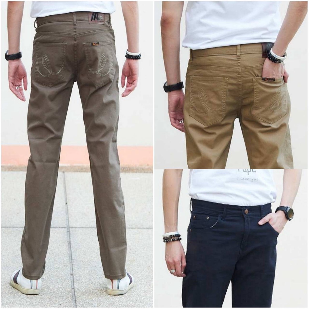 🔥ผ้าดีมากก!! กางเกงขากระบอกผ้ายืดชิโน่ 7สี ทรงสวย ใส่สบาย สีไม่ตกแน่นอน [Size28-36] No.7000/1-7 กางเกงขายาวผู้ชาย