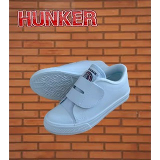 Hunker รองเท้าผ้าใบหนังนักเรียน สีขาว รุ่น H-2