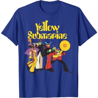 เสื้อยืดวงดนตรีเสื้อยืดแขนสั้นลําลอง ผ้าฝ้าย พิมพ์ลาย The Beatles Yellow Submarine แฟชั่นสําหรับผู้ชายall size