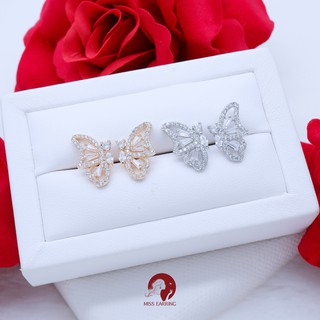 Miss Earring ต่างหูผีเสื้อ เพชร Cz butterfies Earrings สีเงิน/ทอง เงินแท้ 925 คุณภาพสูง