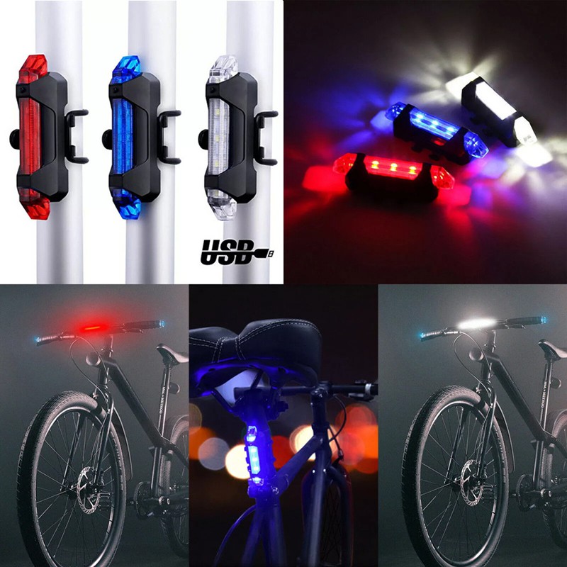ไฟท้ายจักรยาน LED 4 โหมด ชาร์จ USB กันน้ํา เพื่อความปลอดภัย